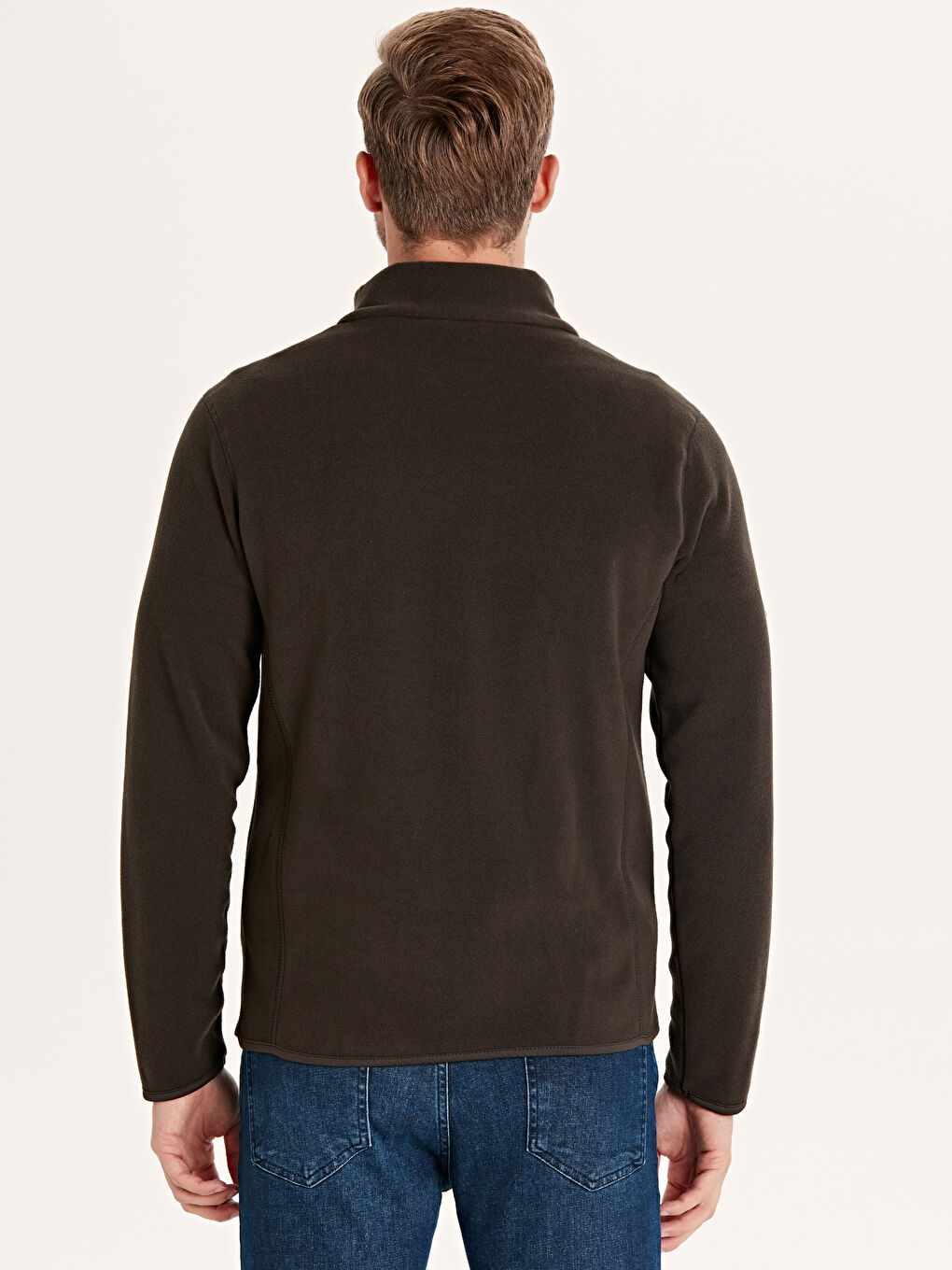 سويت شيرت بسحاب كاكي رجال-2