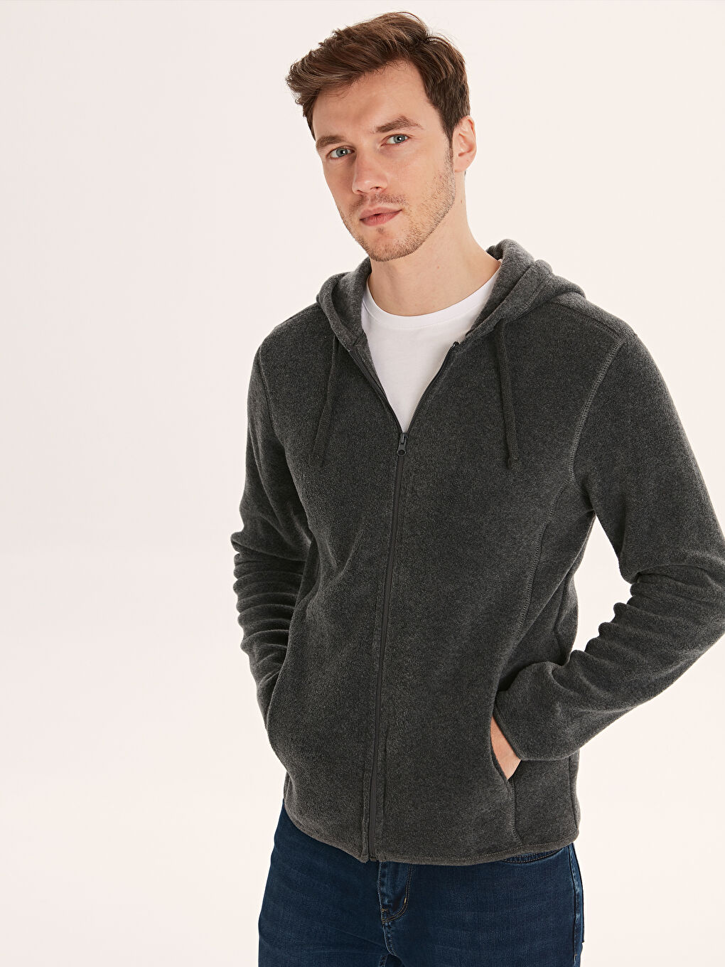 Man GREY Zip-Up Sweatshirt