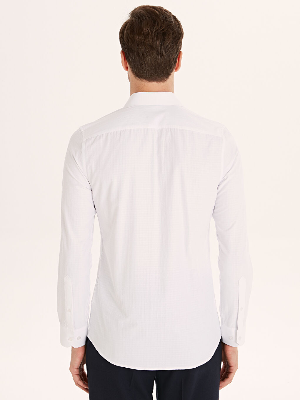 Beyaz Slim Fit Uzun Kollu Erkek Gömlek-2