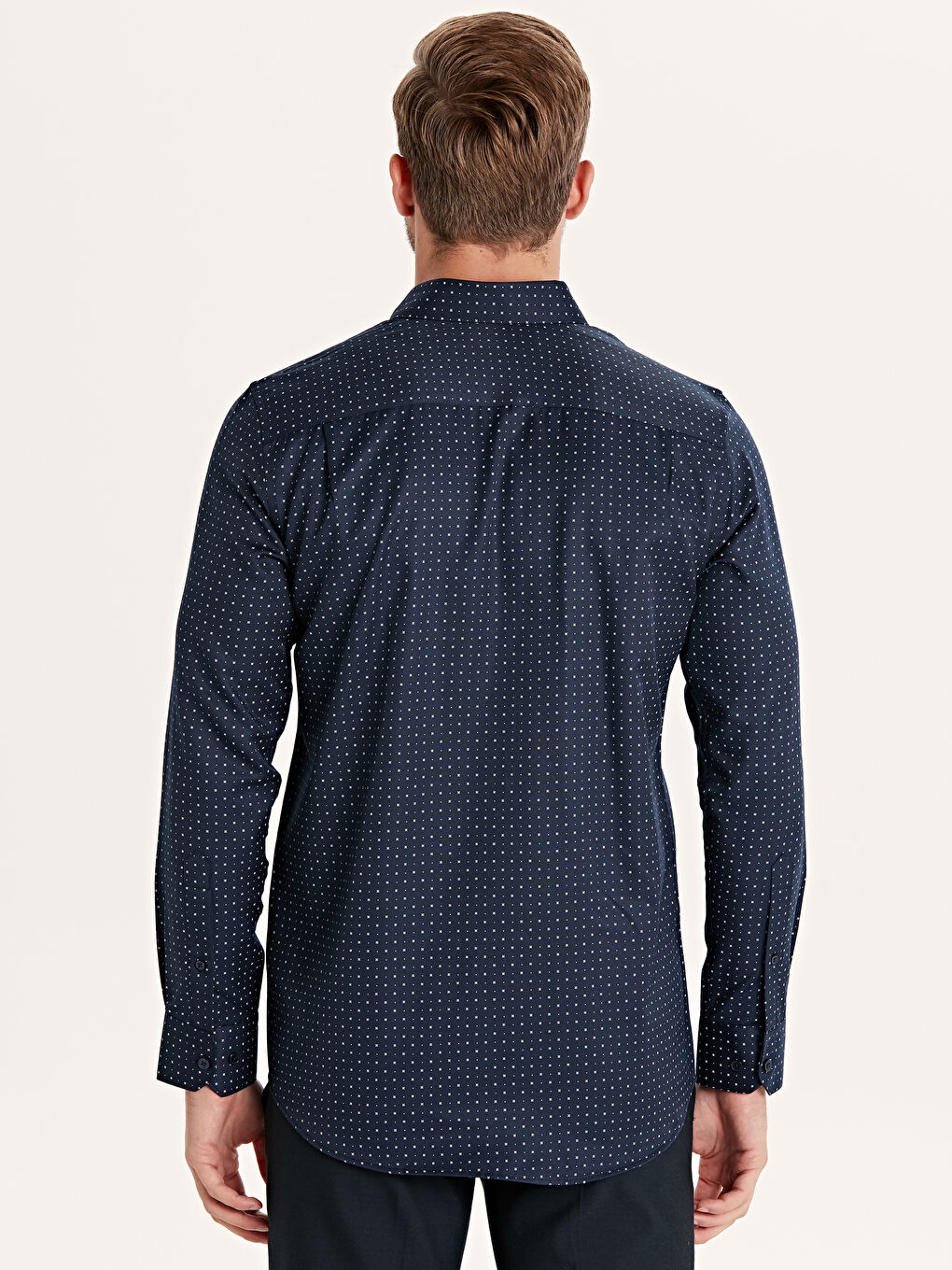 Lacivert Gabardin Erkek Gömlek-2