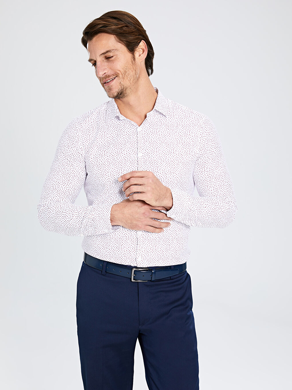 Beyaz Poplin Erkek Gömlek-1