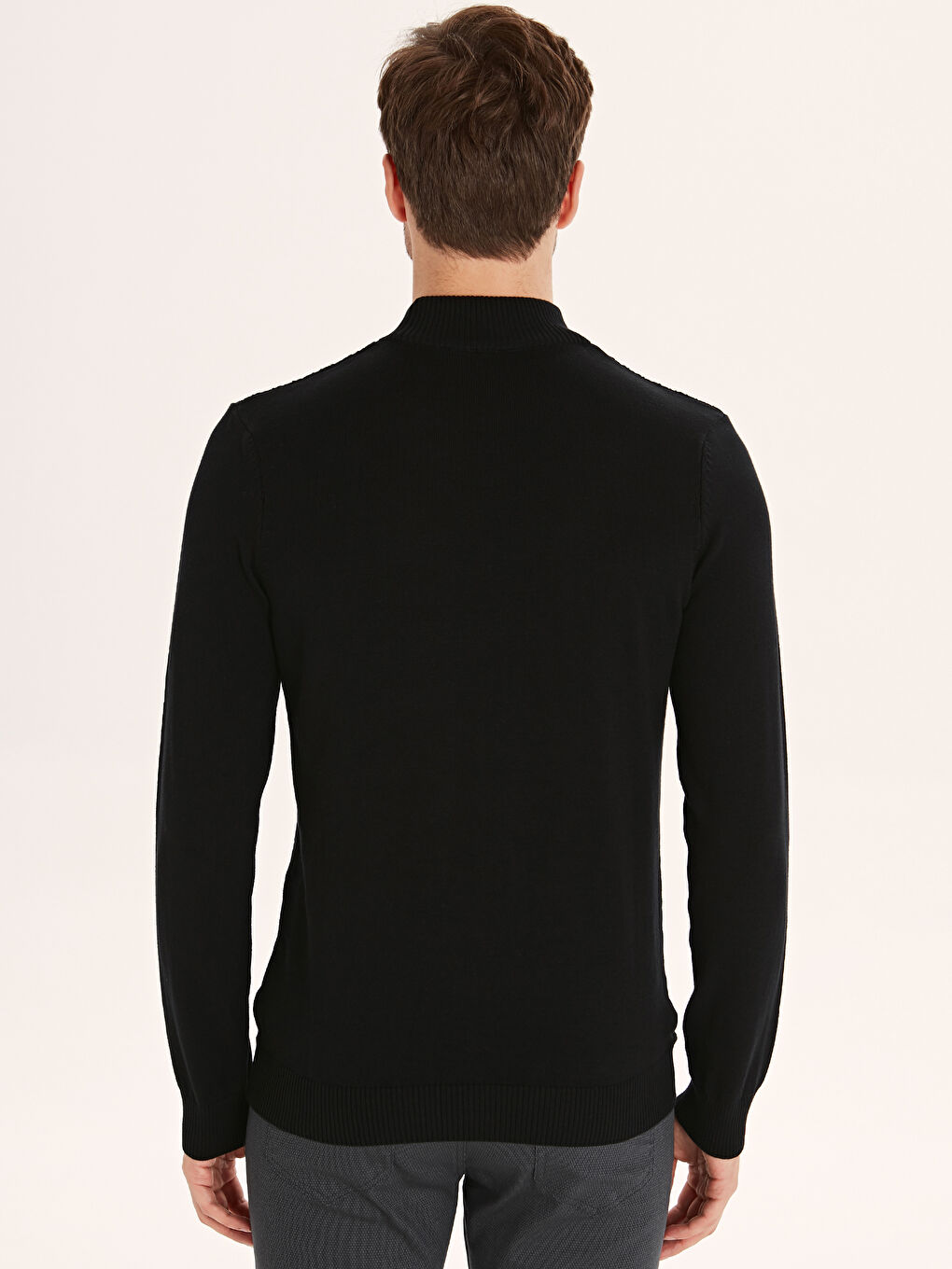 Siyah Balıkçı Yaka Erkek Triko Kazak-2