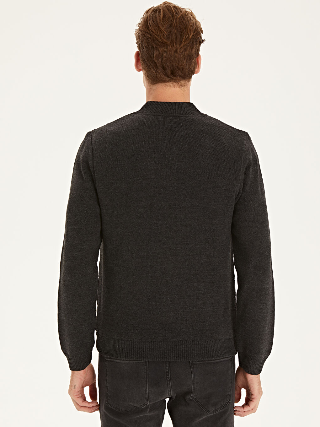 Antrasit Slim Fit Kolej Yaka Bomber İnce Erkek Mont-3