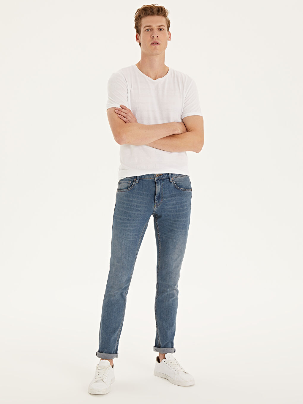 Мужчины Индиго Джинсы