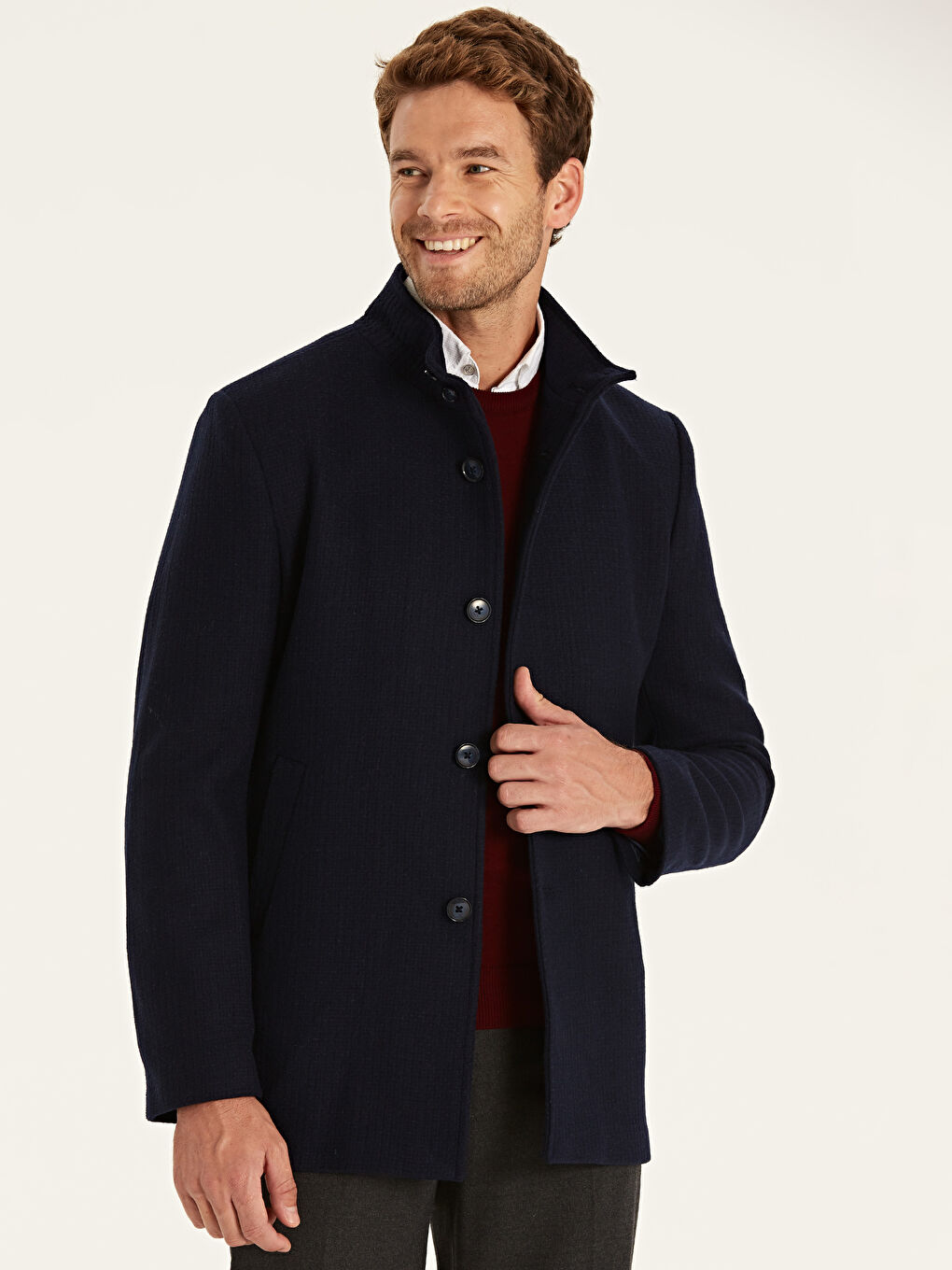 Lacivert Kaşe Kaban-1