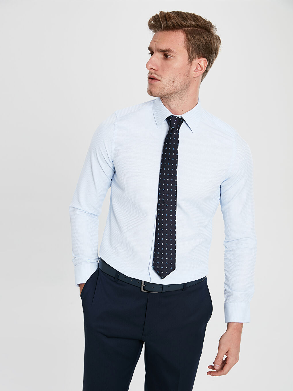 Mavi Slim Fit Uzun Kollu Erkek Gömlek-1