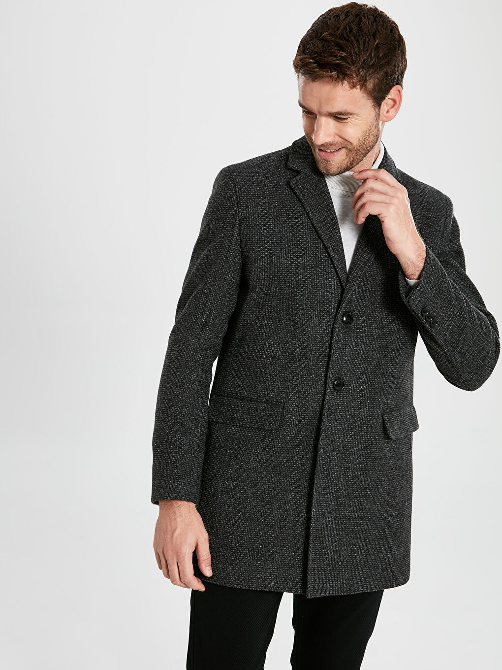 Gri Erkek Kaşe Kaban-2