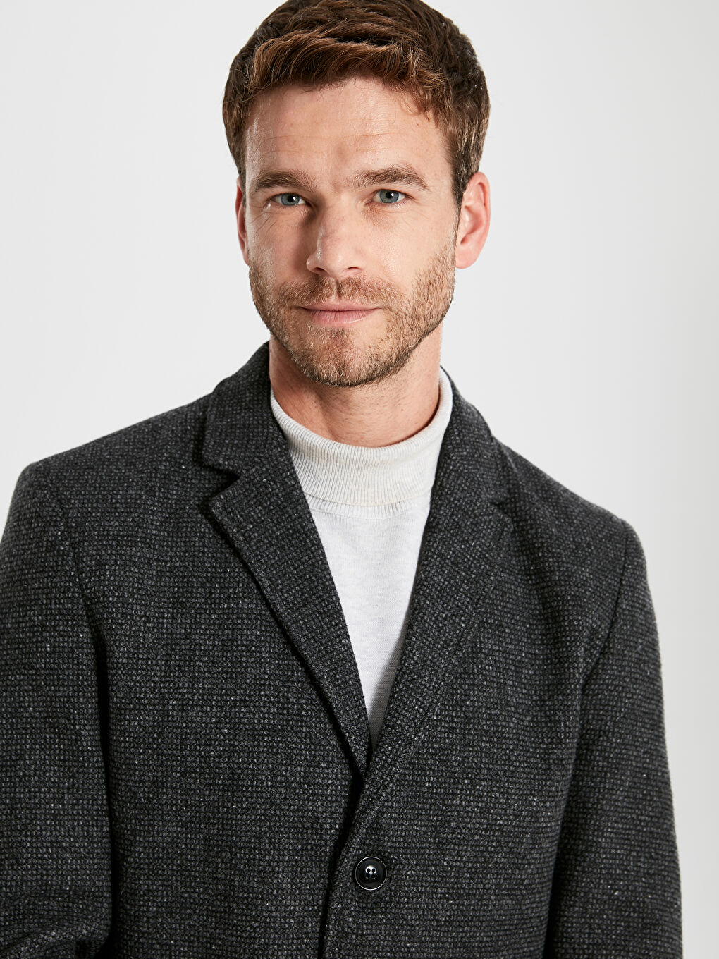 Gri Erkek Kaşe Kaban-3