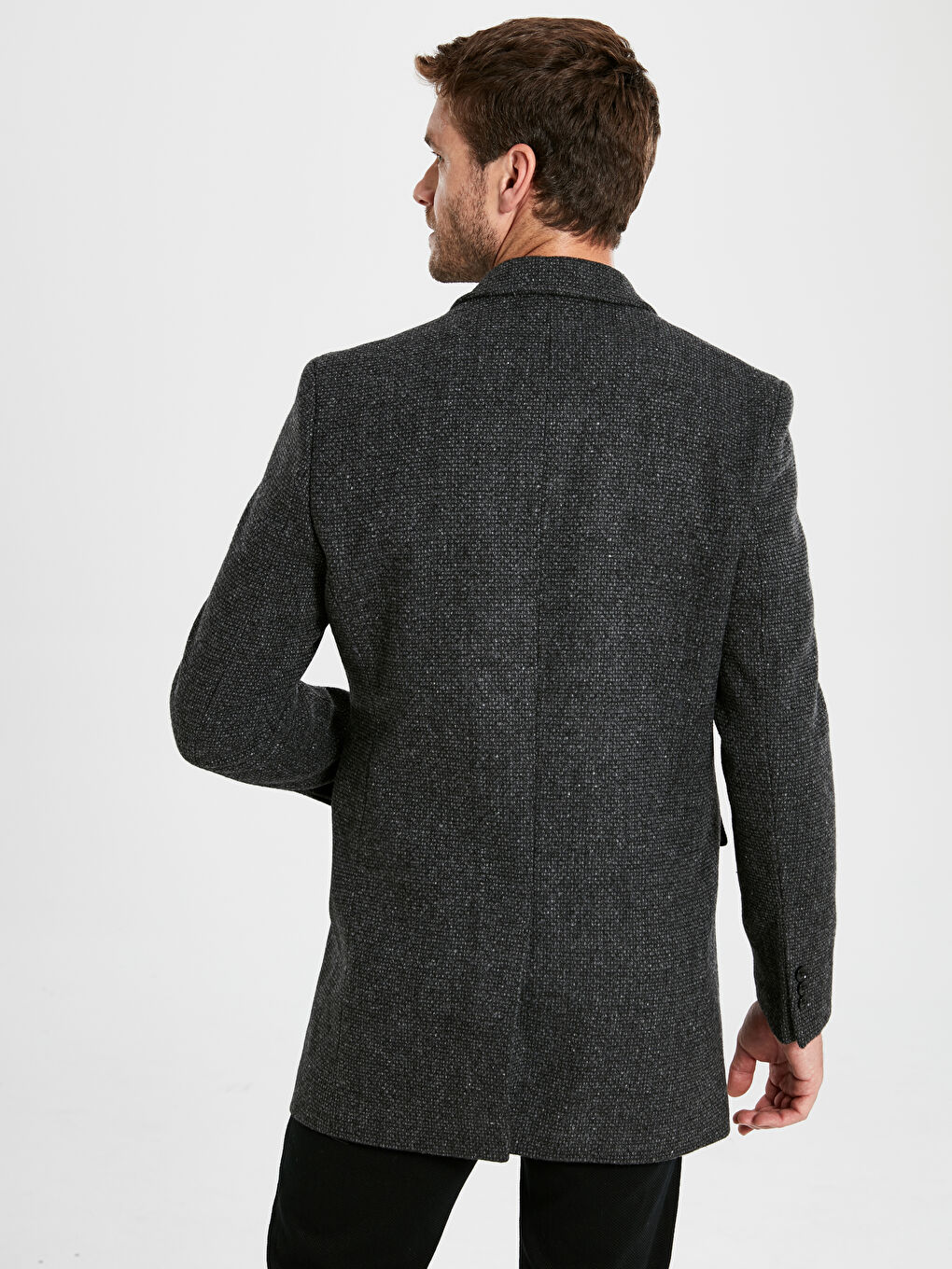 Gri Erkek Kaşe Kaban-4