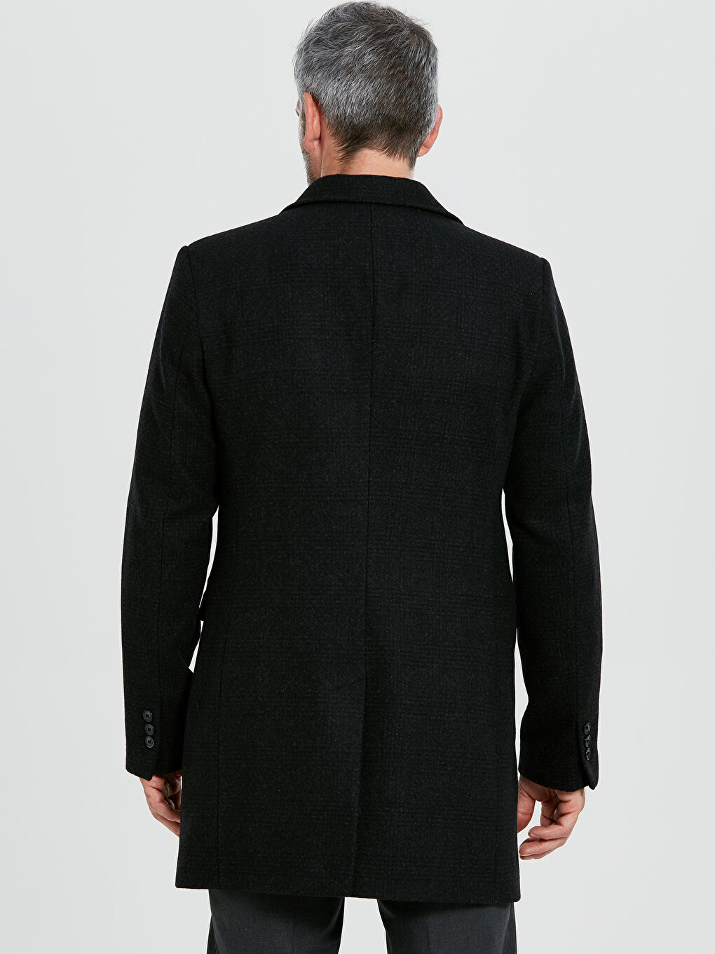 Lacivert Ekoseli Kaşe Kaban-2