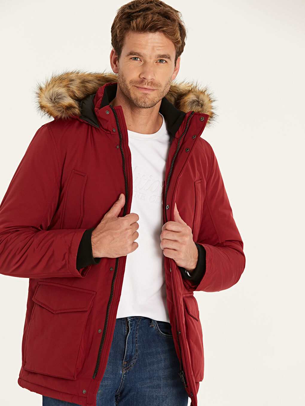 LCWAIKIKI Classic Man RED Parka Coat -9WG898Z8-HPM