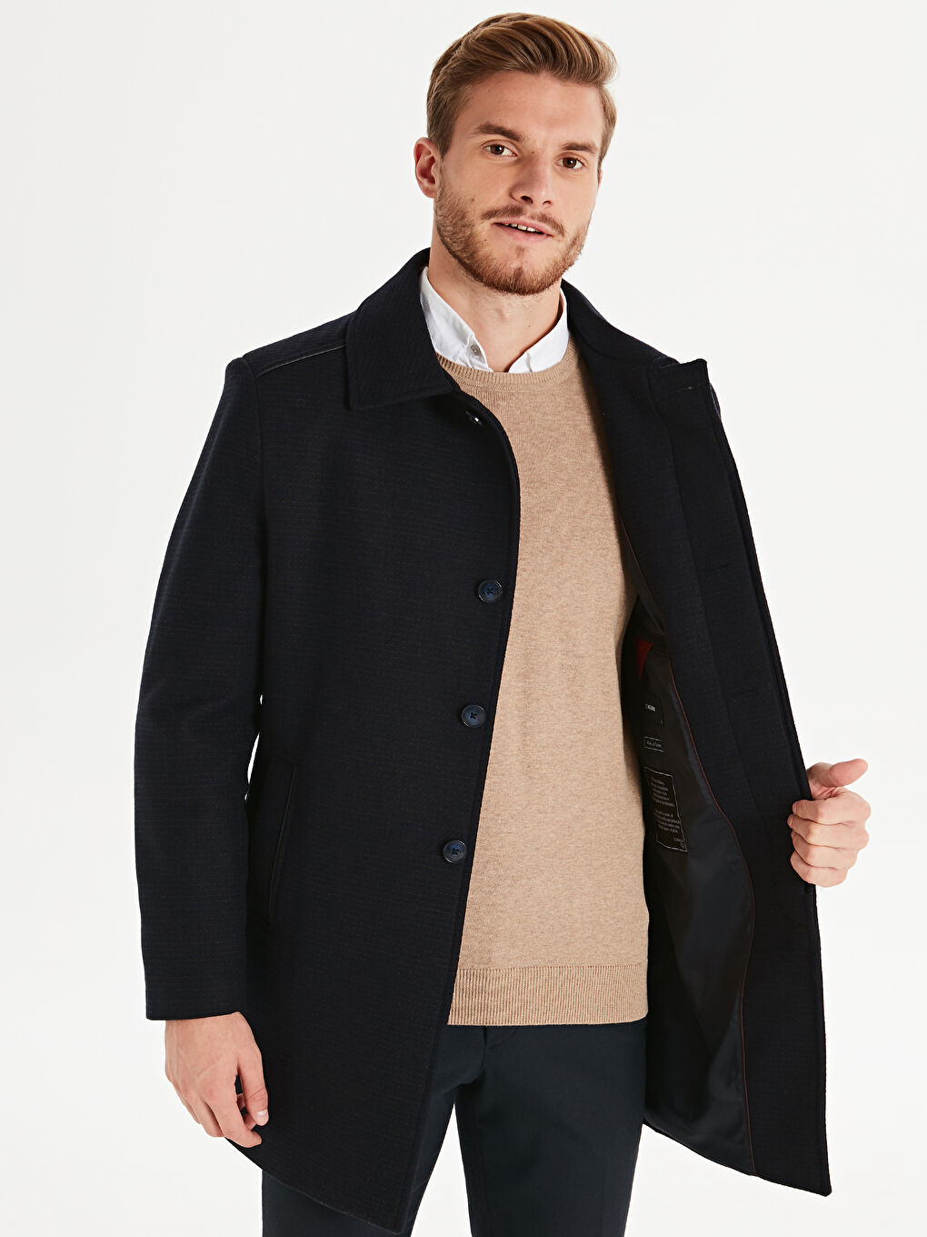 Koyu Lacivert Kaşe Kaban-2