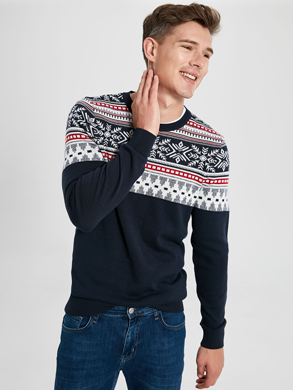 Lacivert Bisiklet Yaka Erkek Triko Kazak