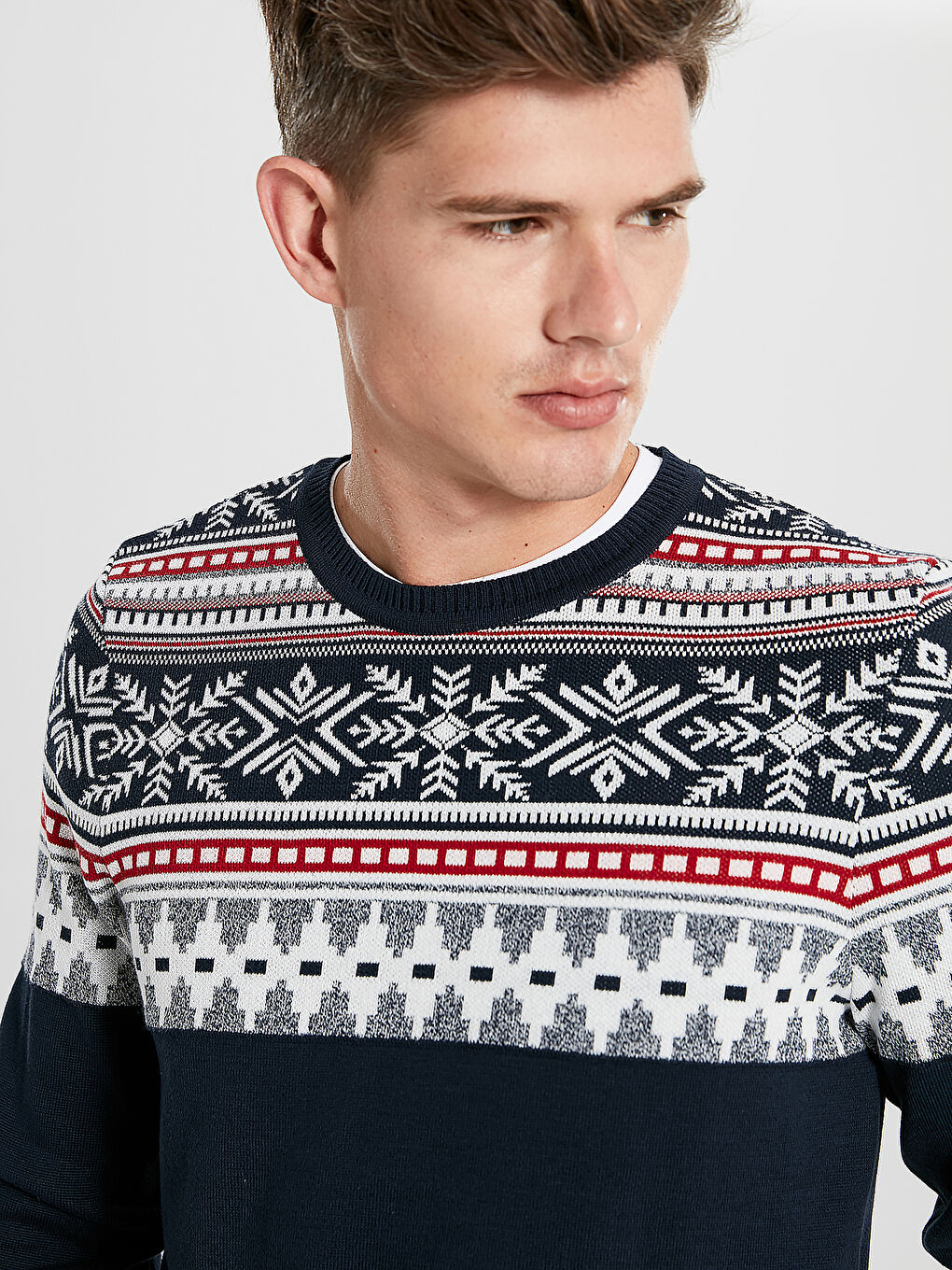 Lacivert Bisiklet Yaka Erkek Triko Kazak-2