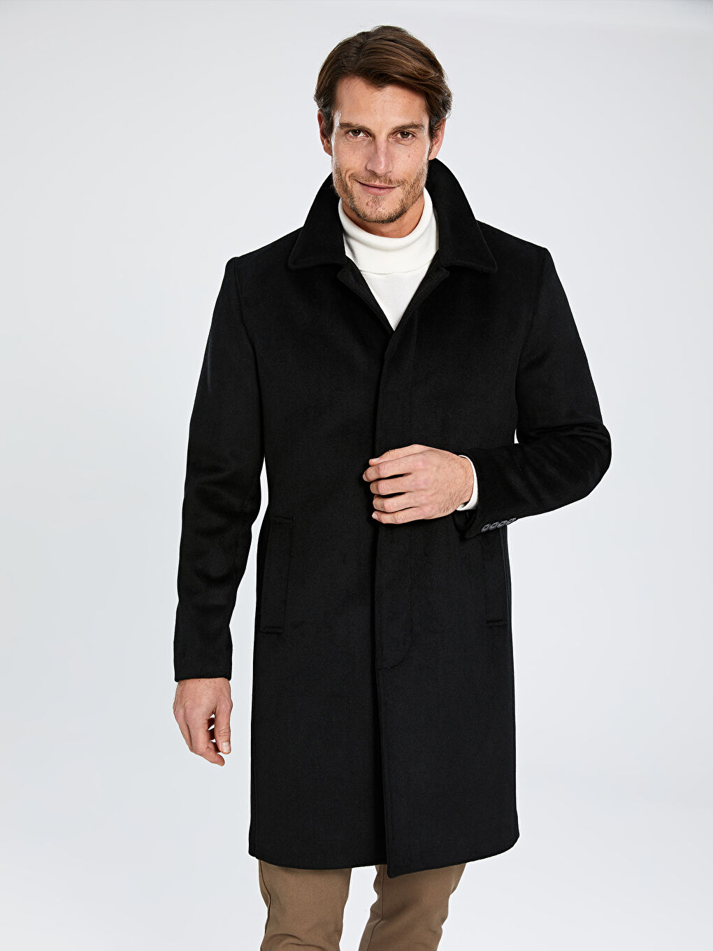 Siyah Erkek Kaşe Kaban-1