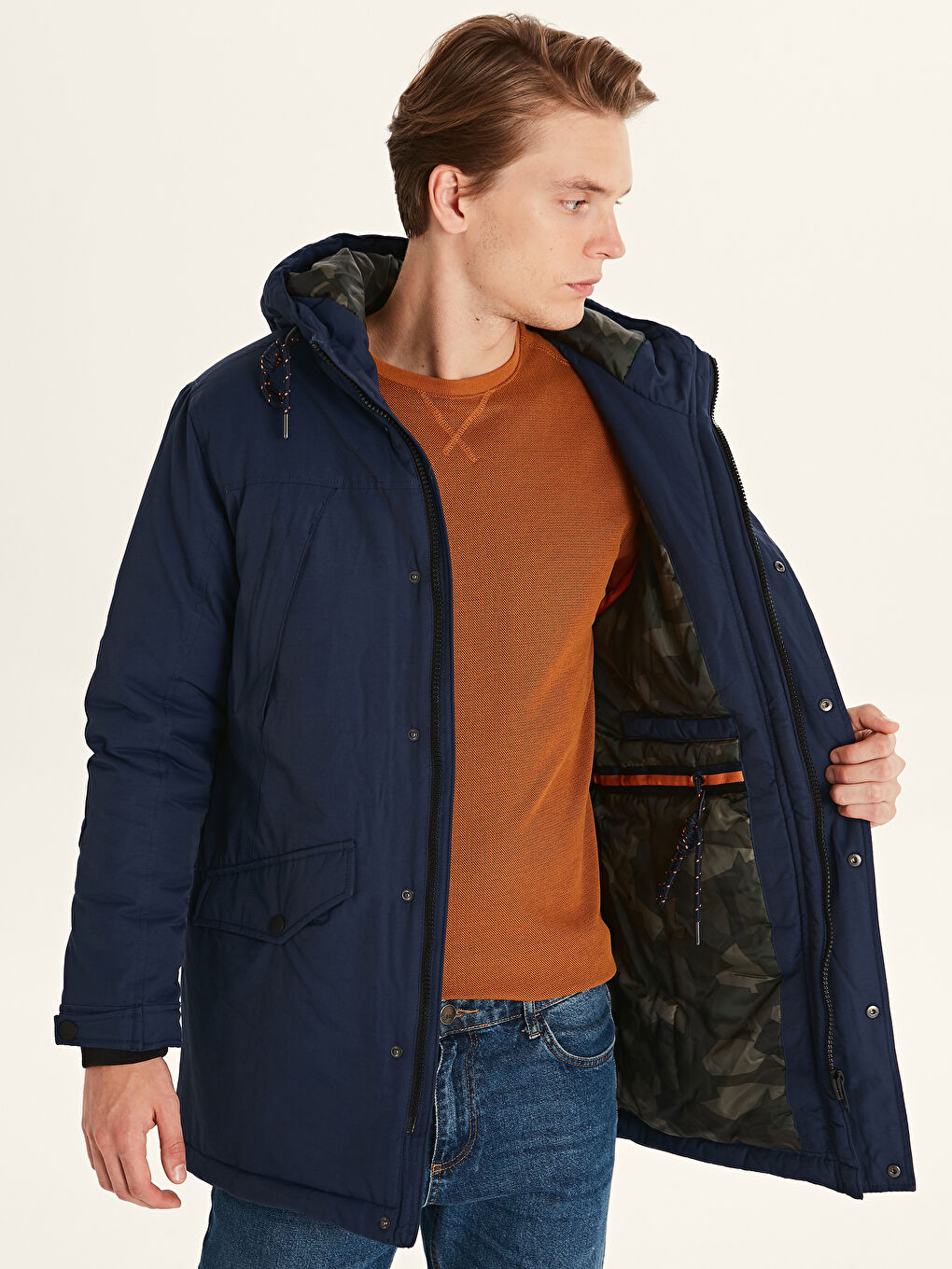 Lacivert Lacıvert Şişme Mont-2