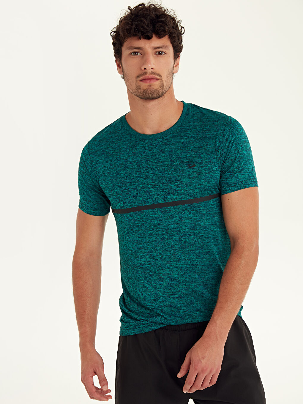 Turkuaz Bisiklet Yaka Kısa Kollu Erkek Tişört