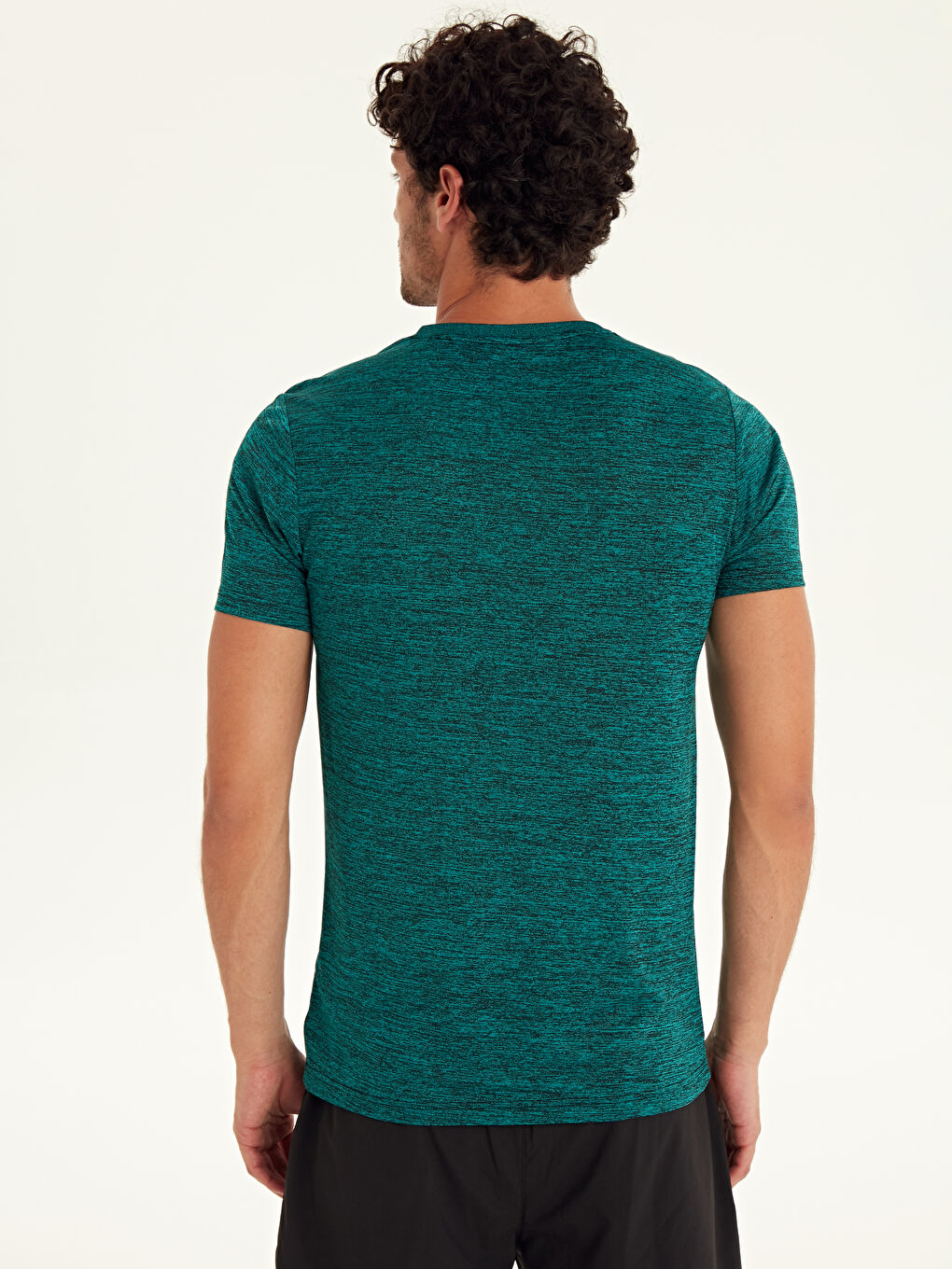 Turkuaz Bisiklet Yaka Kısa Kollu Erkek Tişört-2