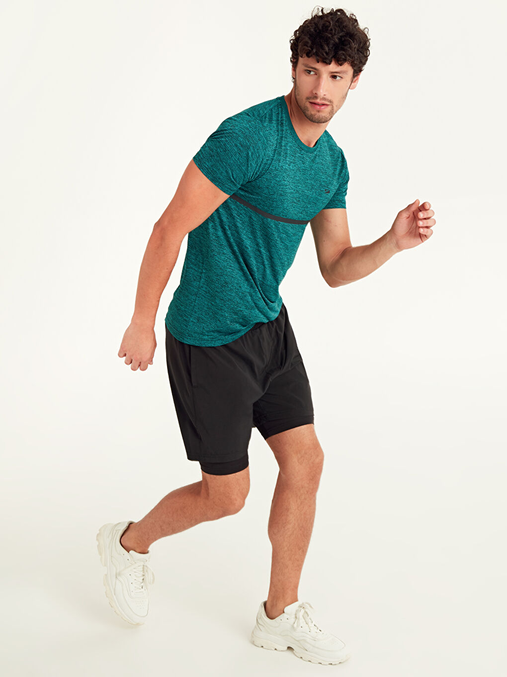 Turkuaz Bisiklet Yaka Kısa Kollu Erkek Tişört-3