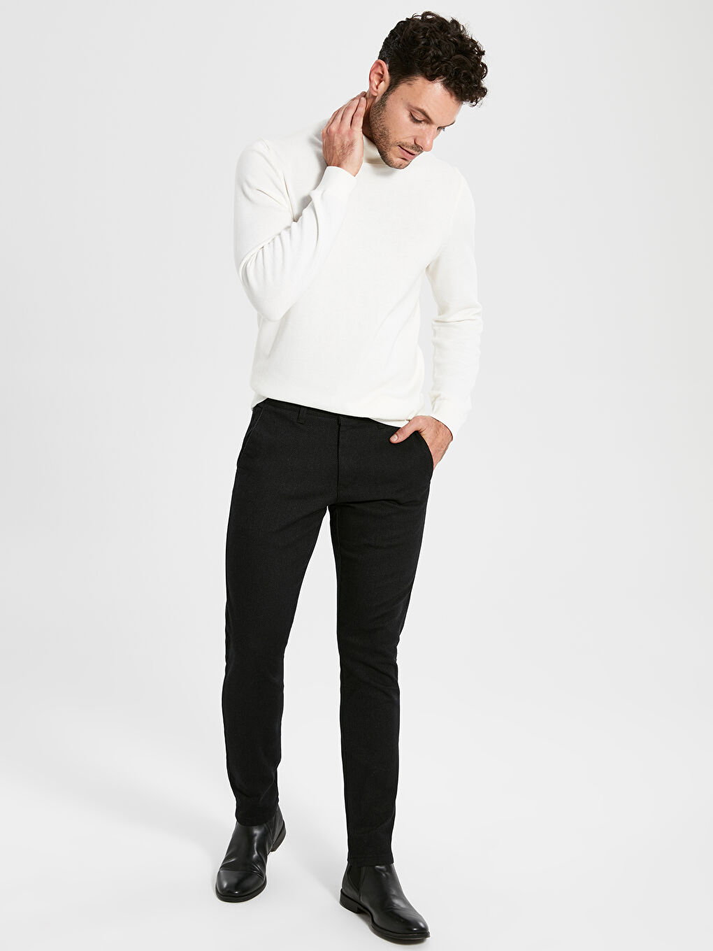 Antrasit Dar Kalıp Erkek Chino Pantolon-1