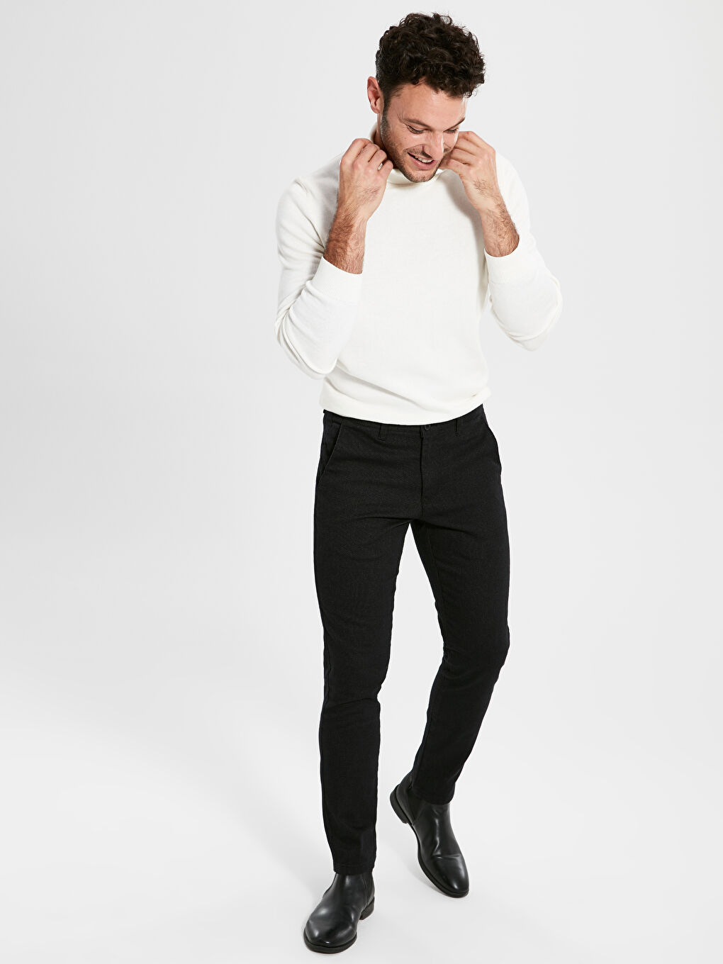Antrasit Dar Kalıp Erkek Chino Pantolon-2