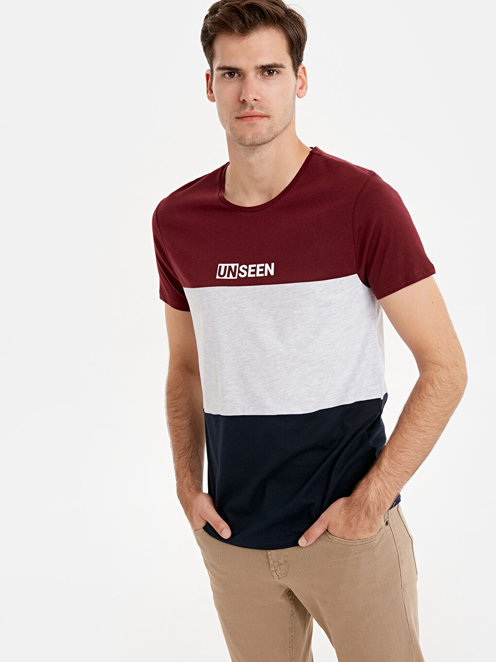 Mürdüm Bisiklet Yaka Penye Erkek Tişört-1