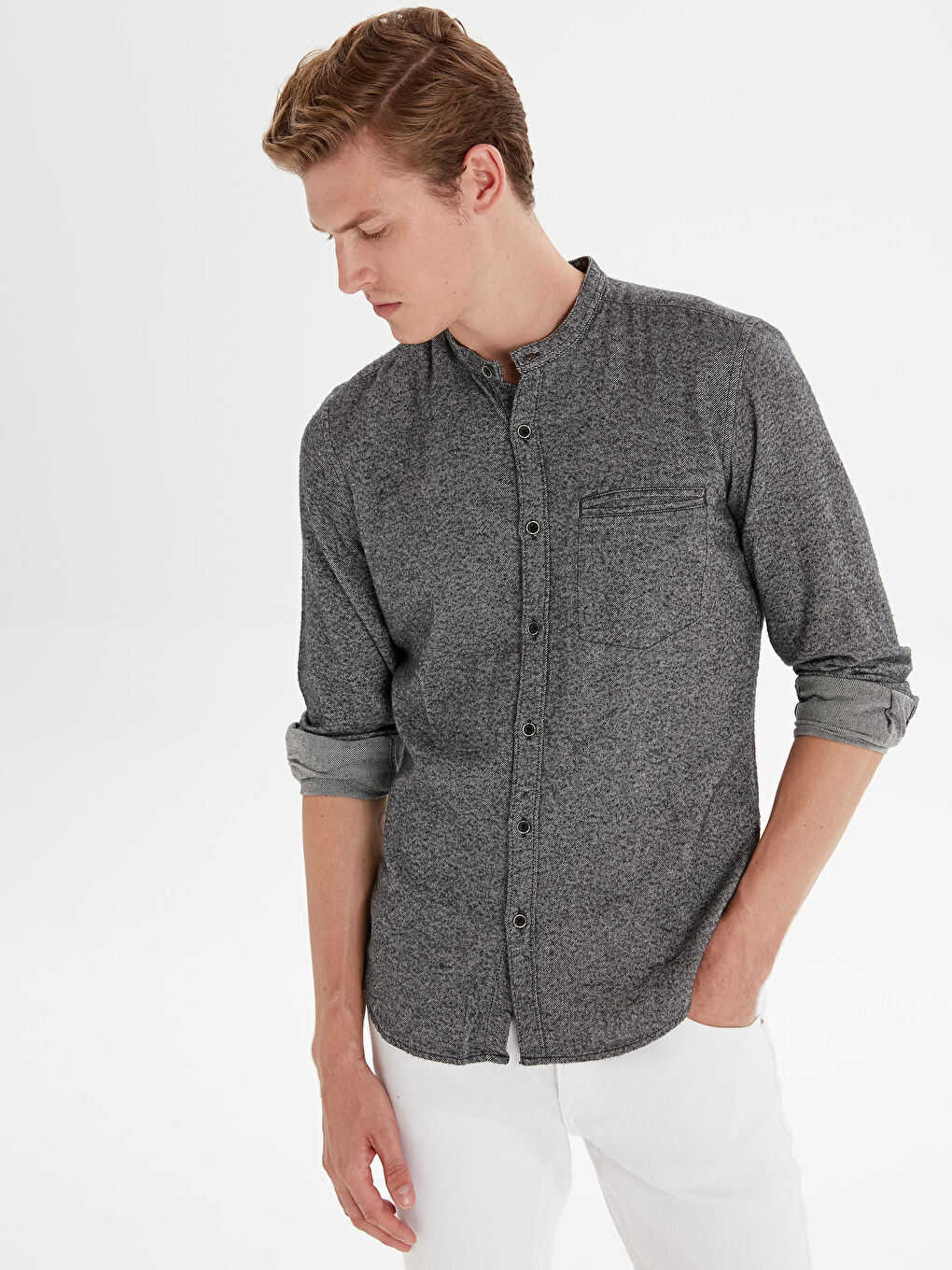 Мужчины Антрацитовый Рубашка-1