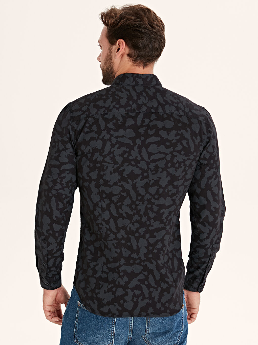 Antrasit Gabardin Erkek Gömlek-2