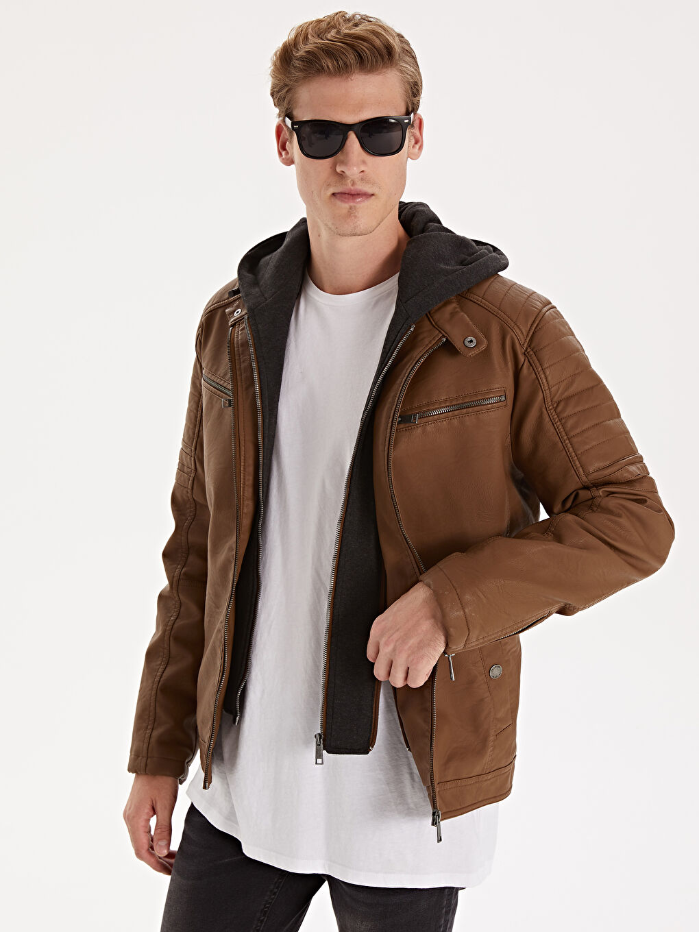 Muški kaput od veštačke kože-1