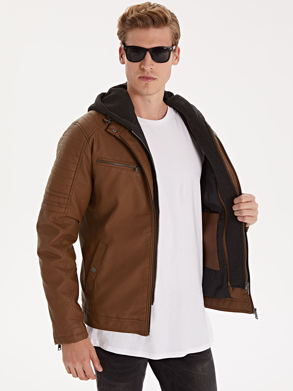 Muški kaput od veštačke kože-2