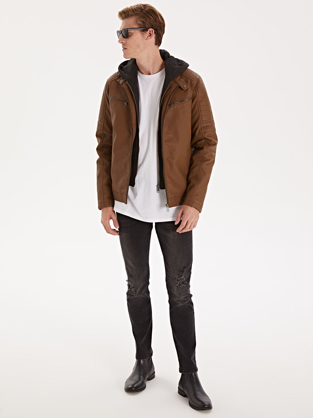 Muški kaput od veštačke kože-4