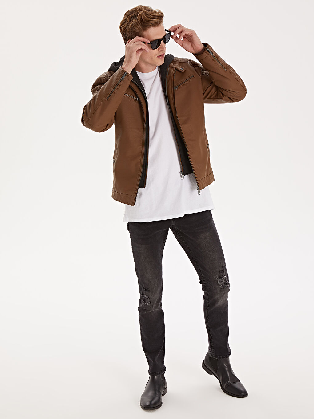 Muški kaput od veštačke kože-5