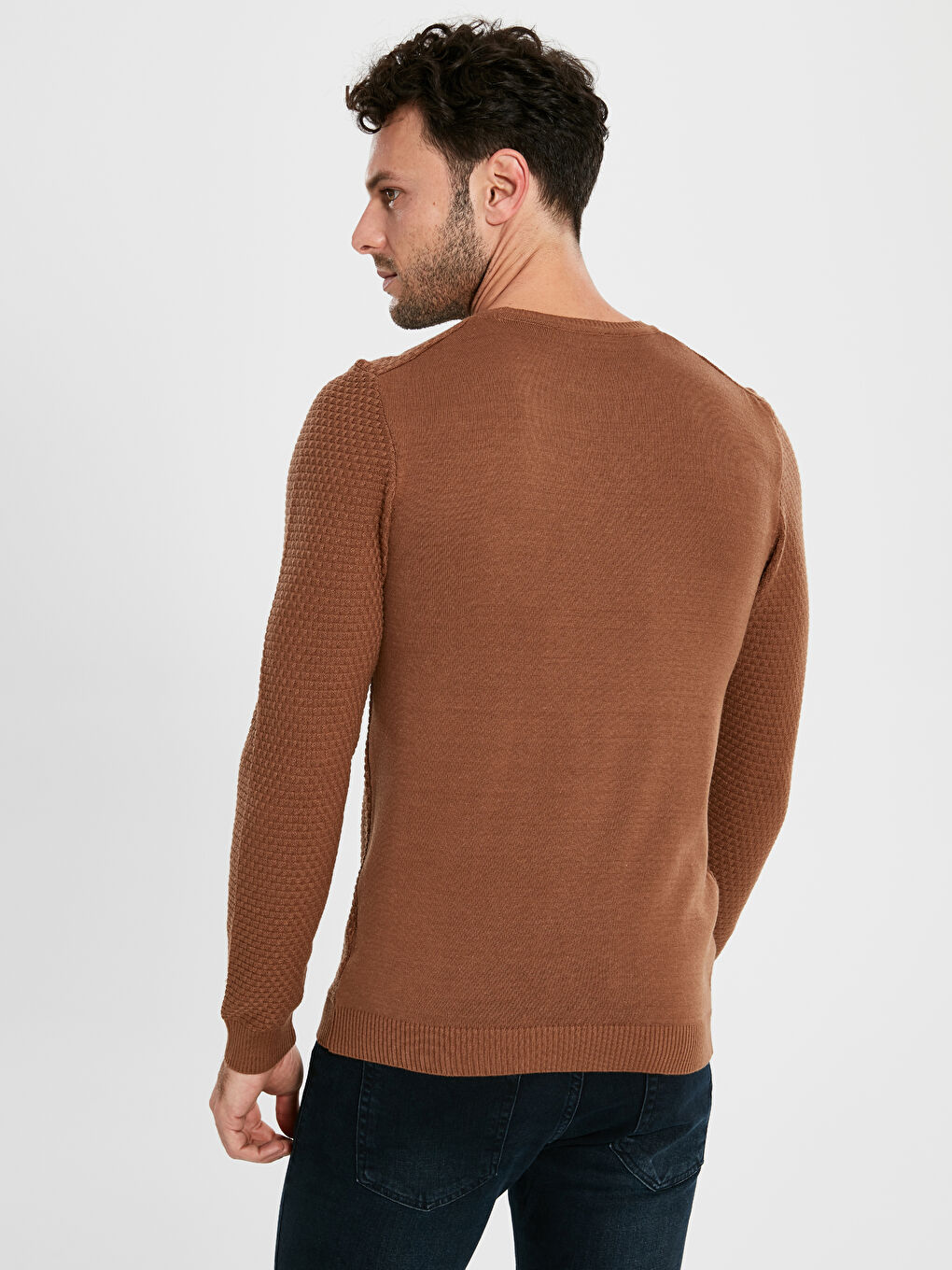 Sarı Bisiklet Yaka Erkek Triko Kazak-6