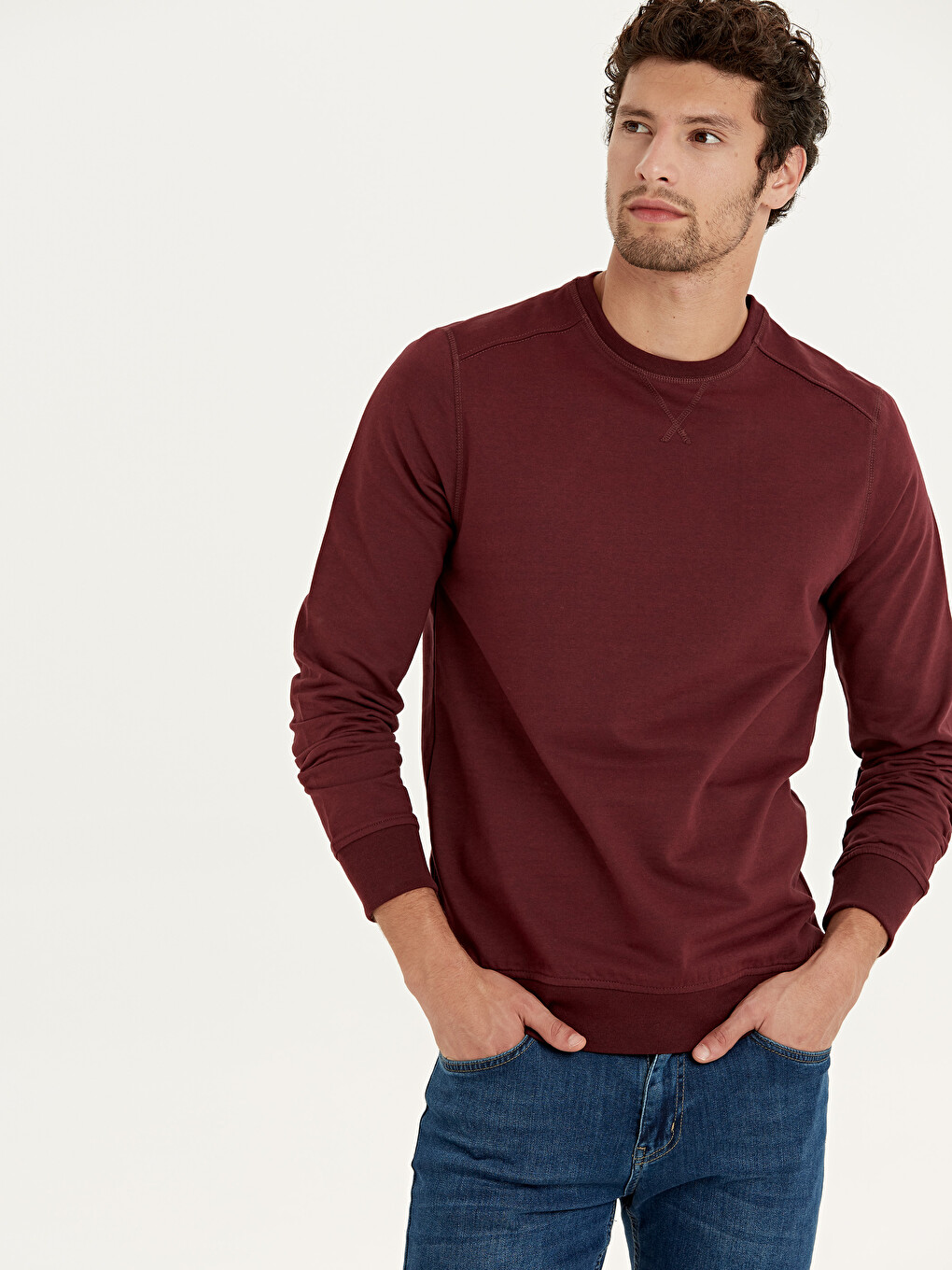 Sweat-shirt Rouge Bordeaux Homme-1