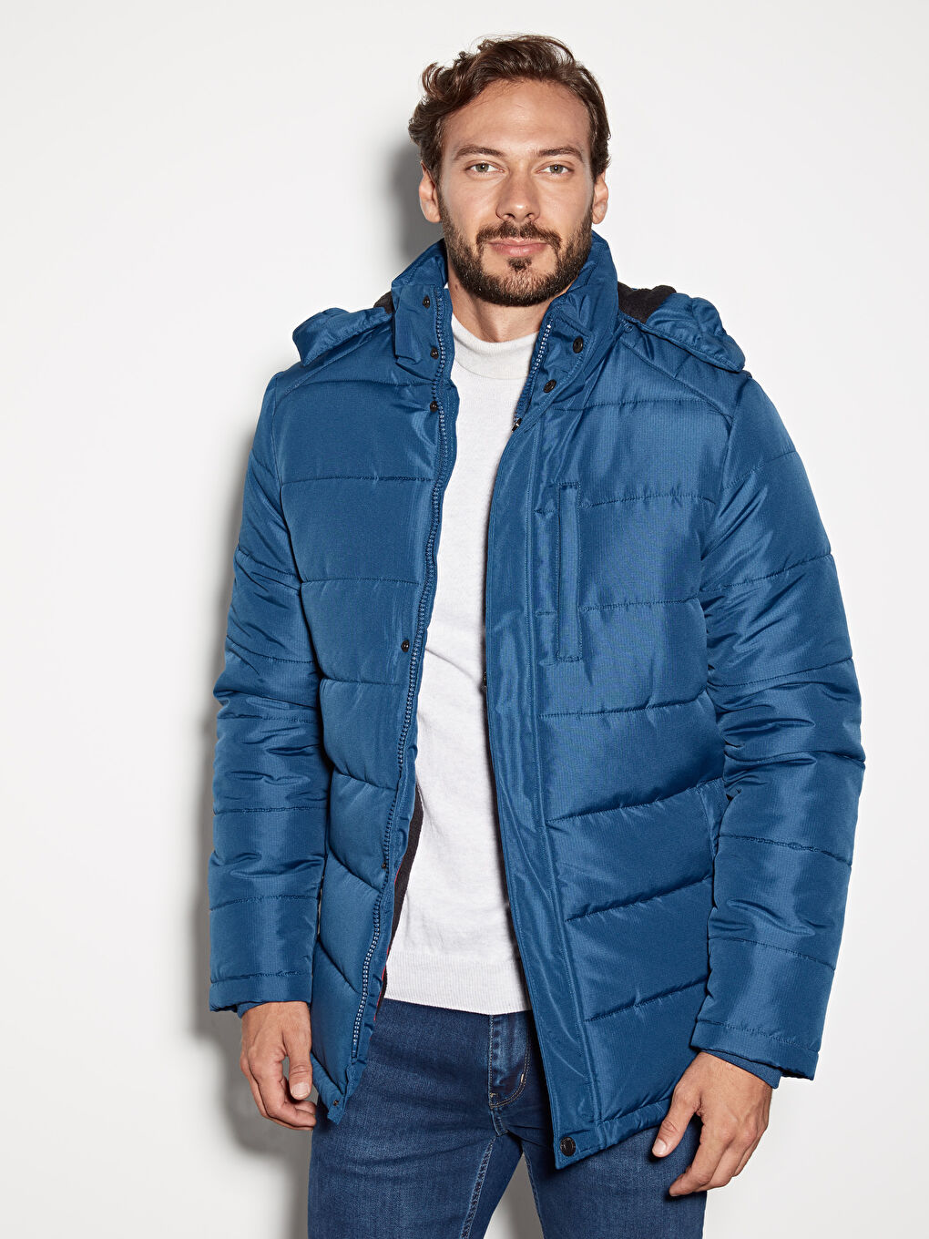 Чоловік ТЕМНО-СИНІЙ Пальто-1