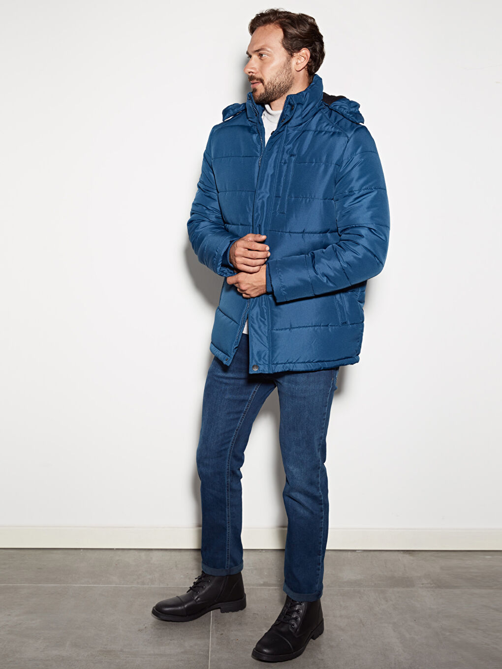 Чоловік ТЕМНО-СИНІЙ Пальто-2