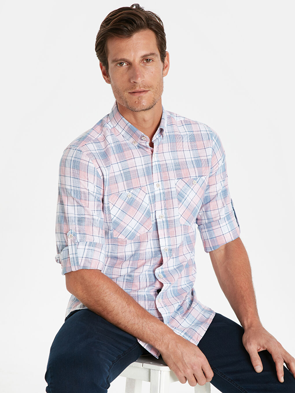 Kırmızı Regular Fit Uzun Kollu Poplin Erkek Gömlek