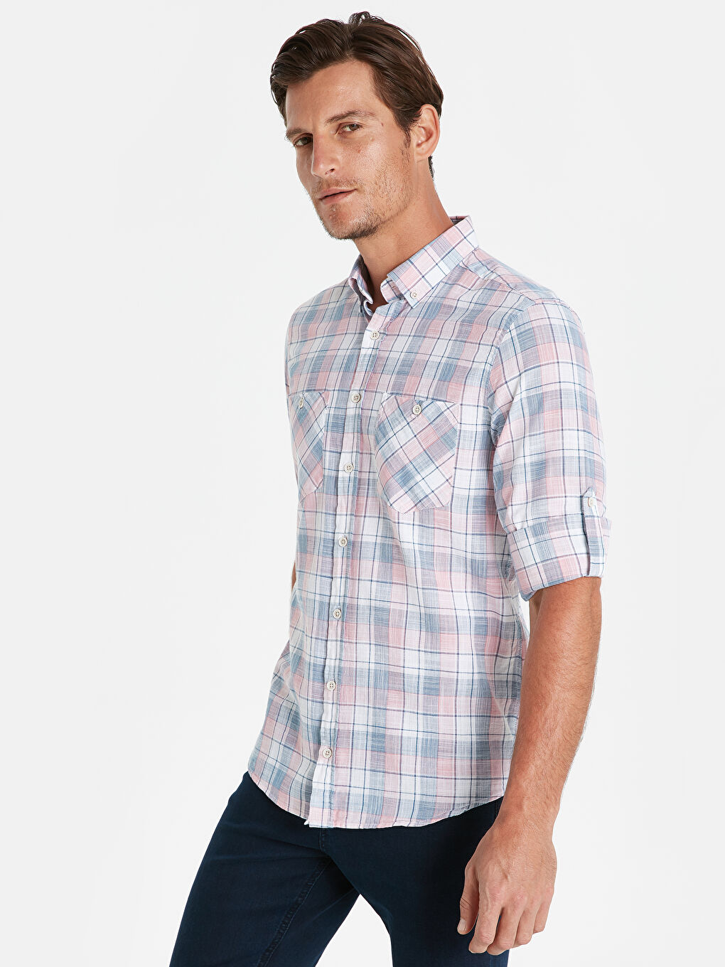 Kırmızı Regular Fit Uzun Kollu Poplin Erkek Gömlek-1