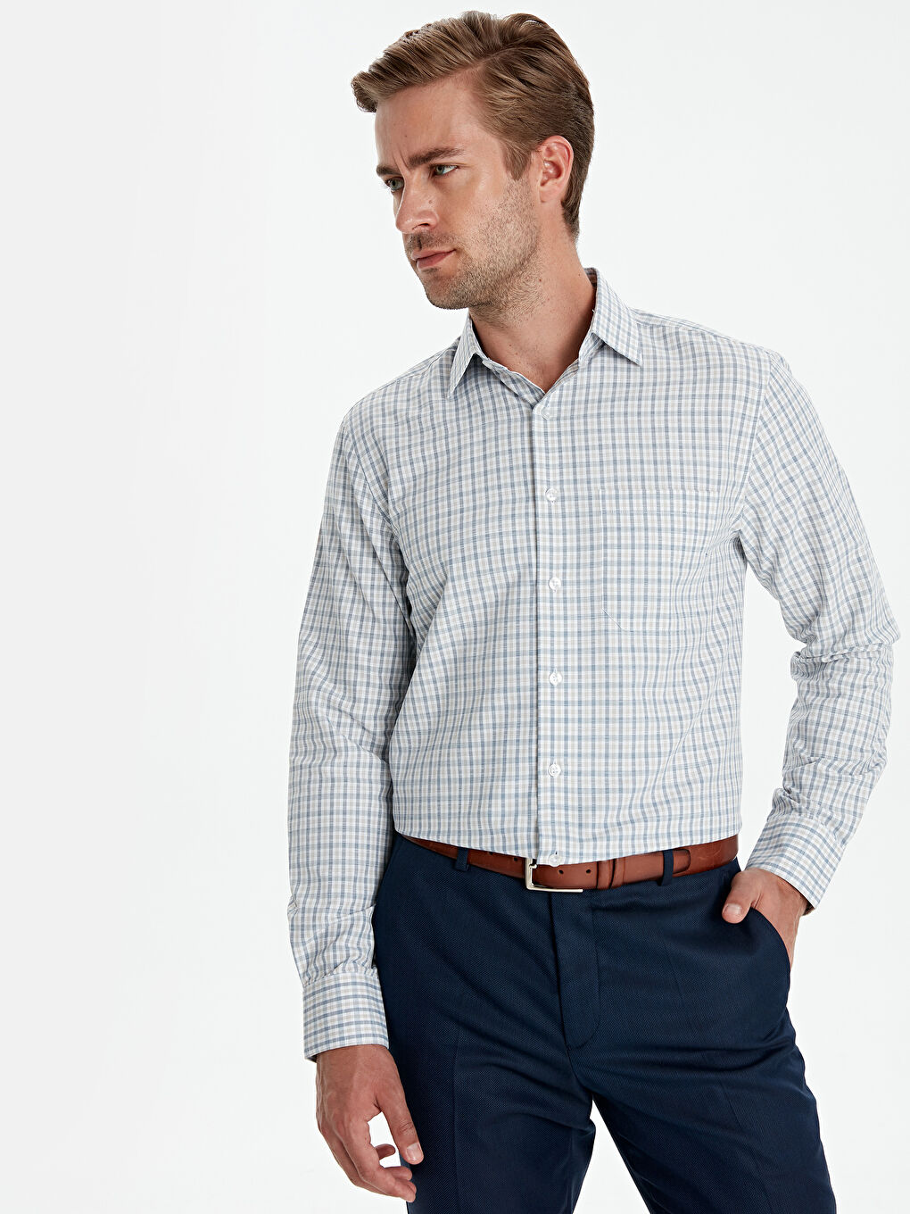 Bej Ekoseli Gömlek-1