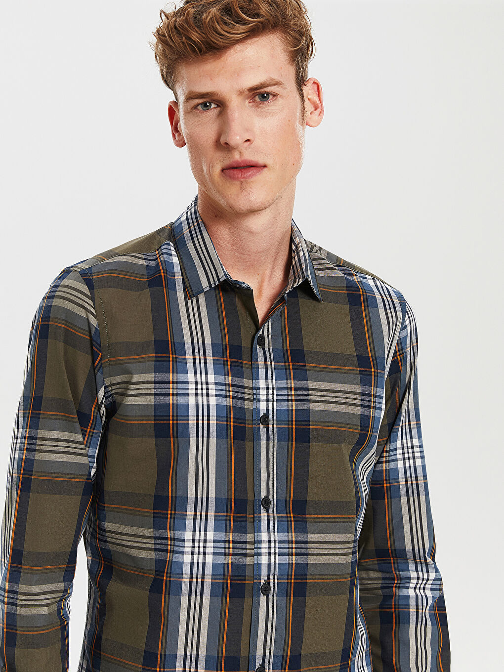 Мужчины Хаки Рубашка-1