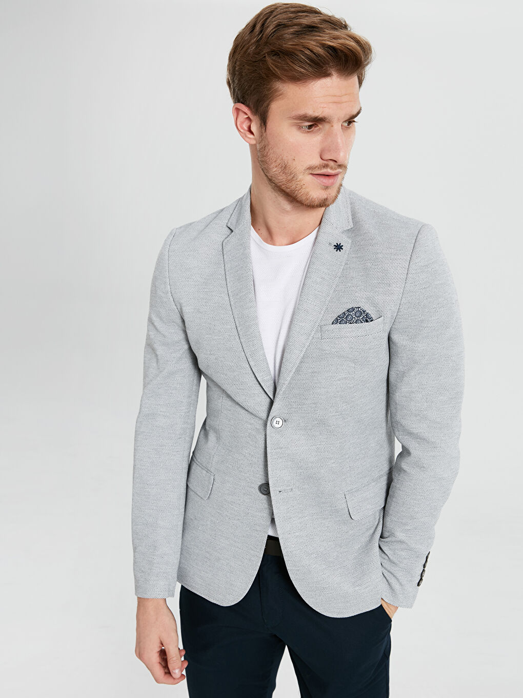 Gri Melanj Blazer Ceket-1