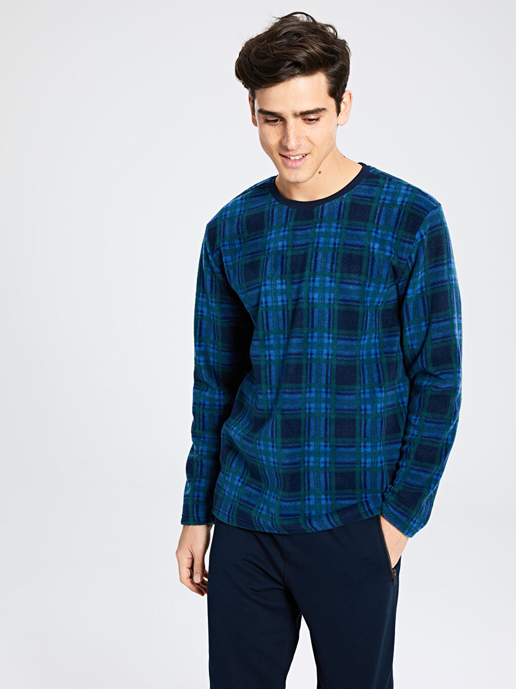 Мужчины Голубой Верх пижамы-1