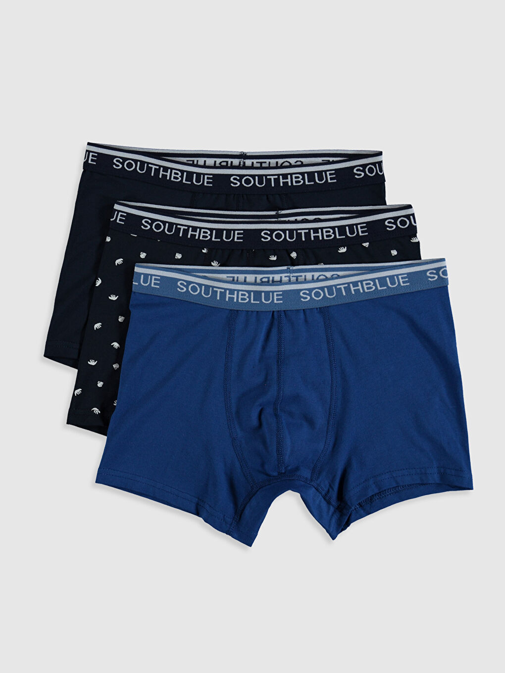 Lacivert Standart Kalıp Pamuklu Esnek Erkek Boxer 3'lü
