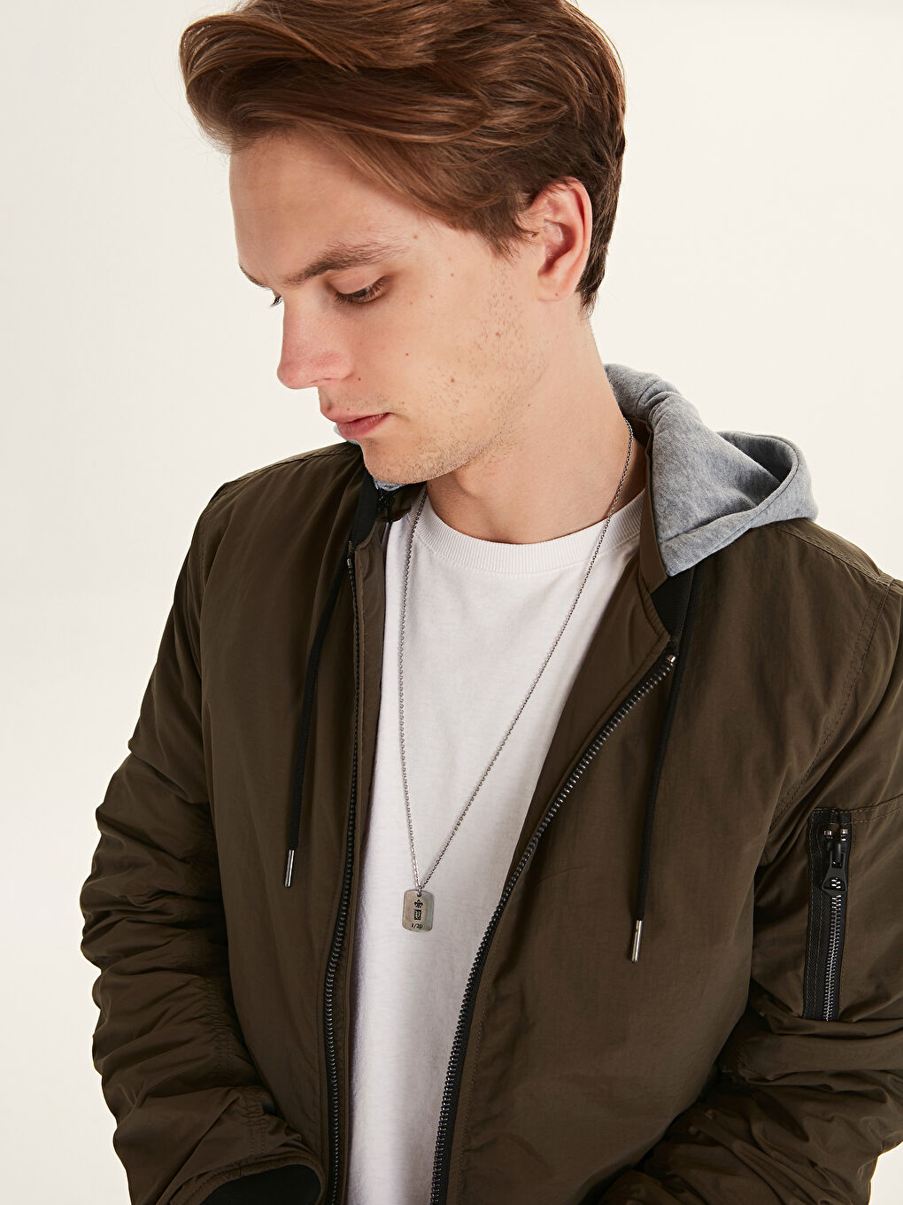 Haki Kolej Yaka Erkek Mont-2