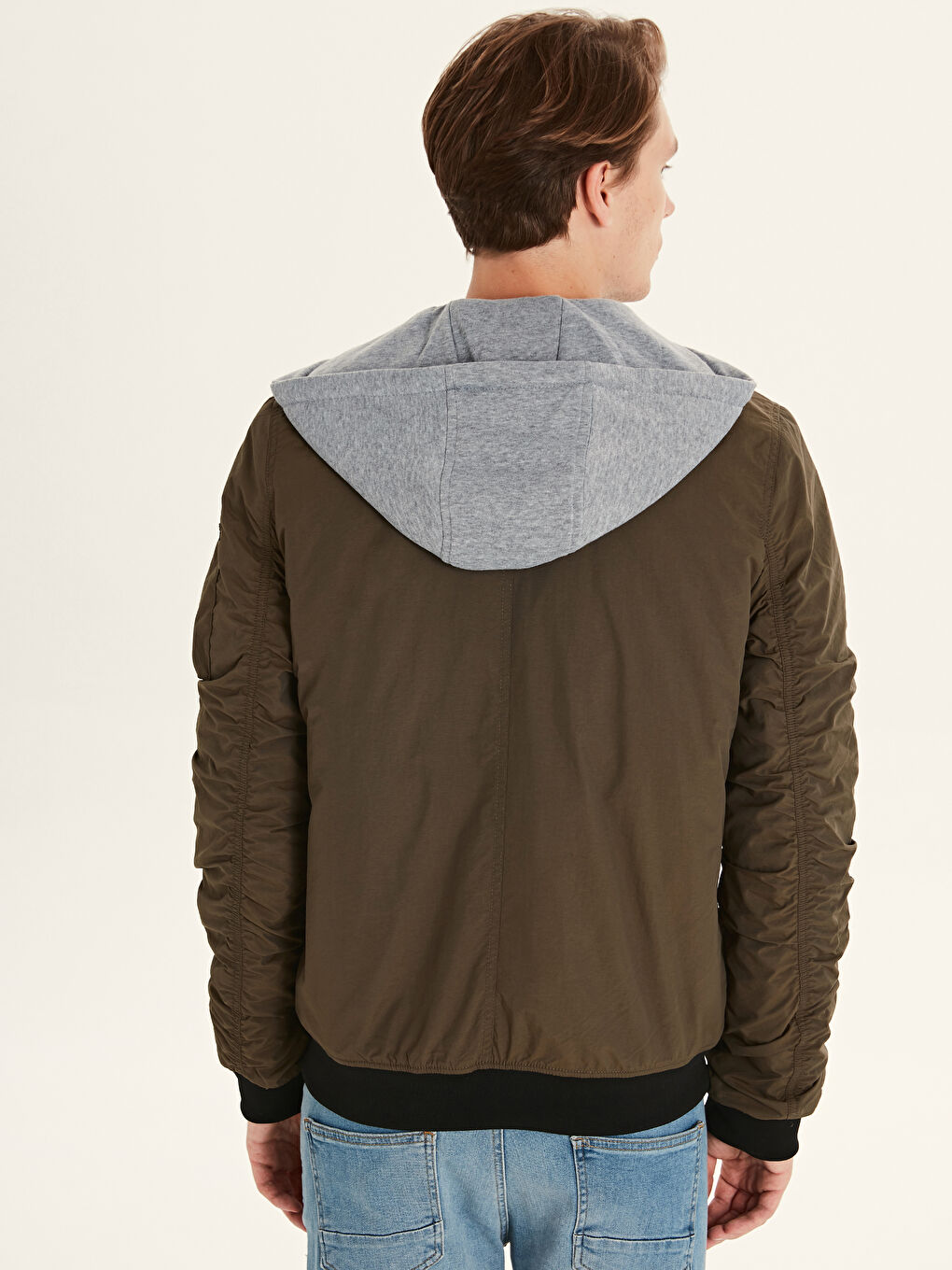 Haki Kolej Yaka Erkek Mont-4