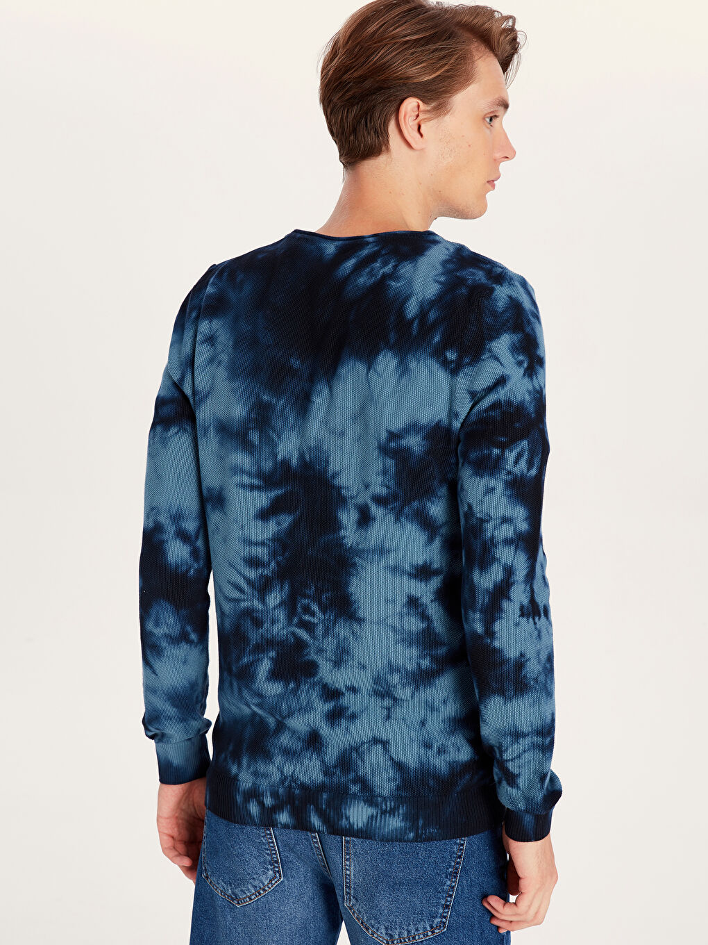 İndigo Bisiklet Yaka Erkek Triko Kazak-5