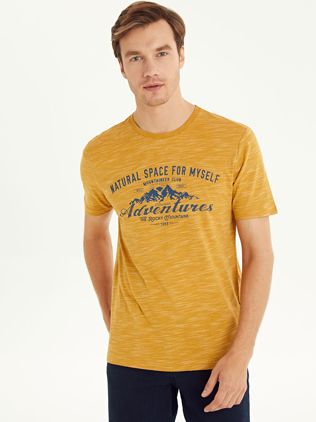 Sarı Bisiklet Yaka Penye Erkek Tişört