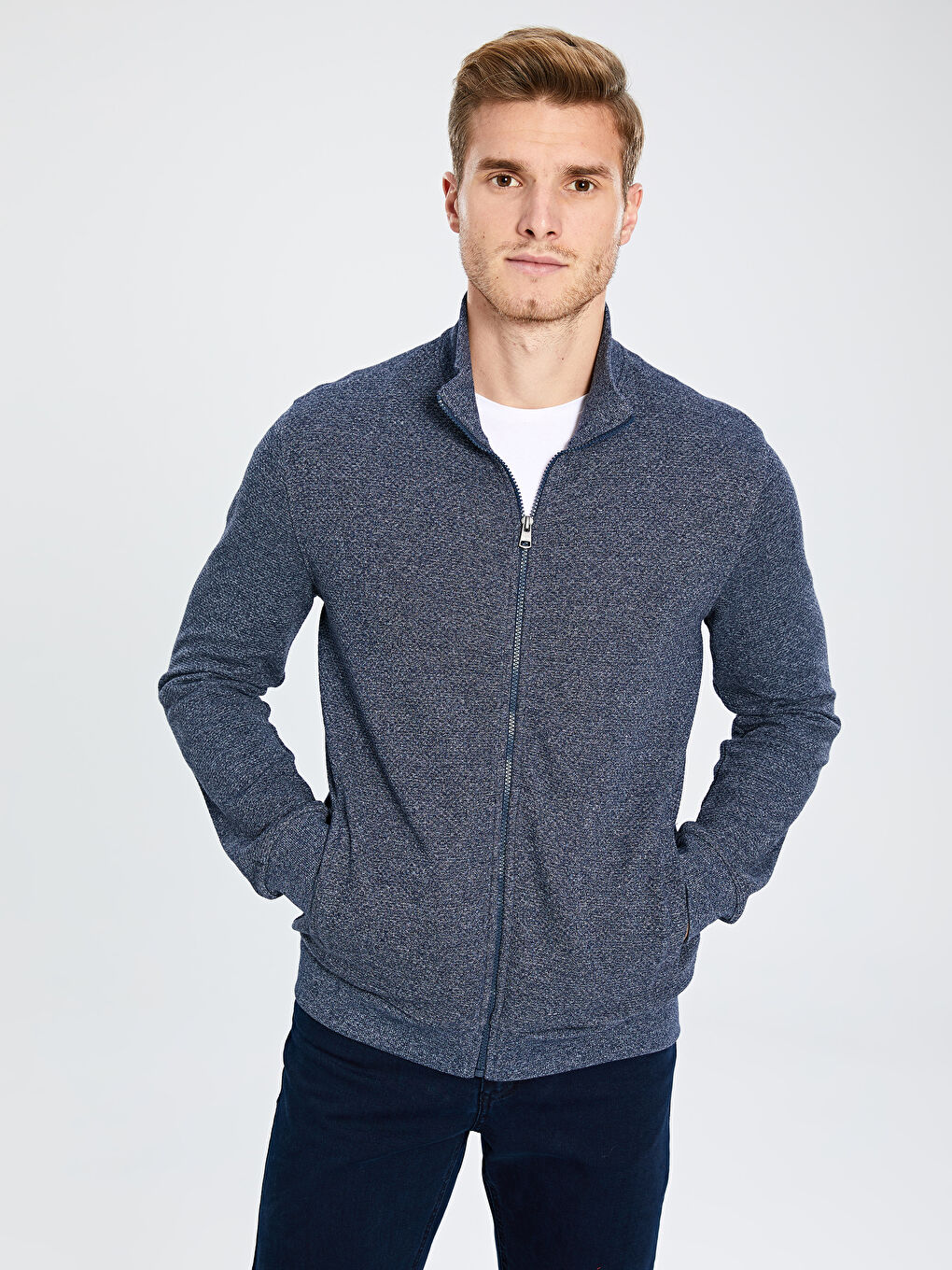 Man NAVY Zip-Up Sweatshirt-1