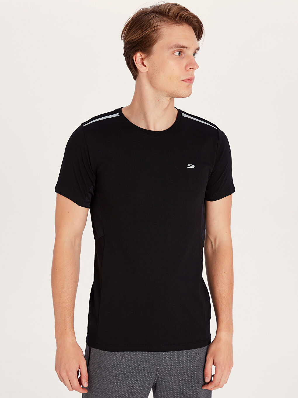 Siyah Bisiklet Yaka Penye Erkek Tişört