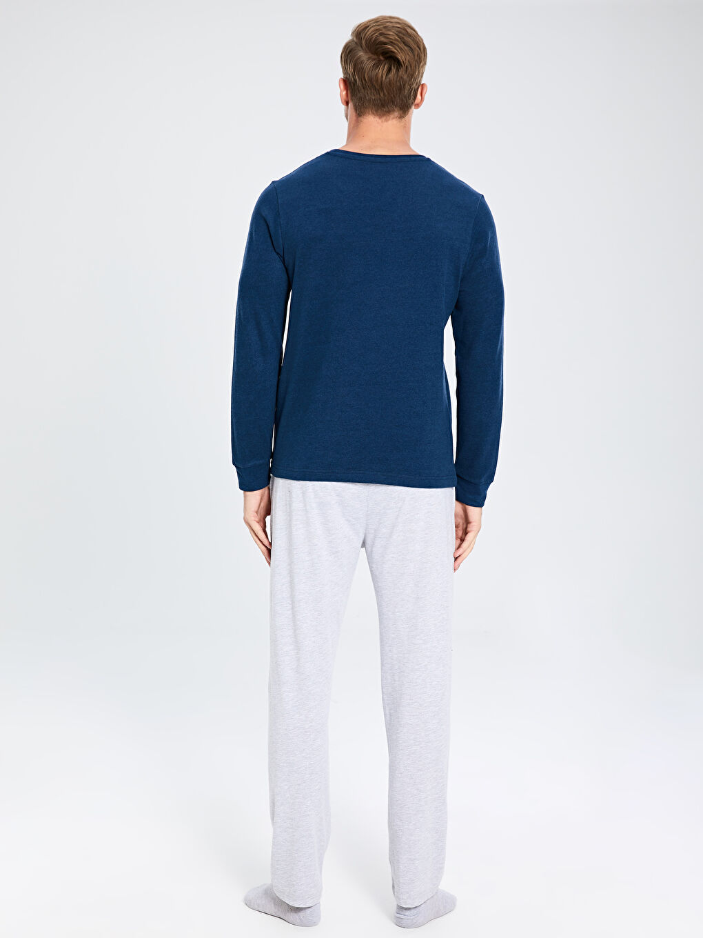 Lacivert Standart Kalıp Erkek Pijama Üst-2